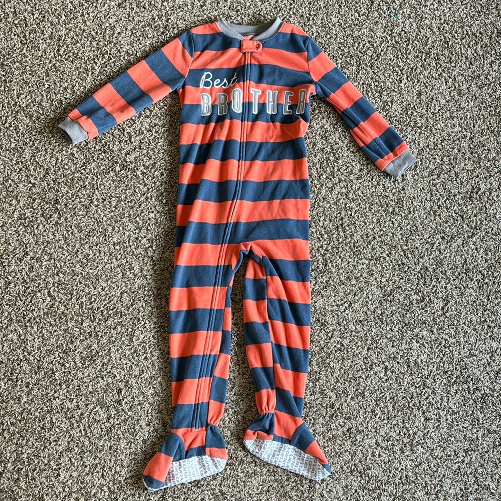 Carter’s Striped Best Brother Fleece Footed PJs, size 5T